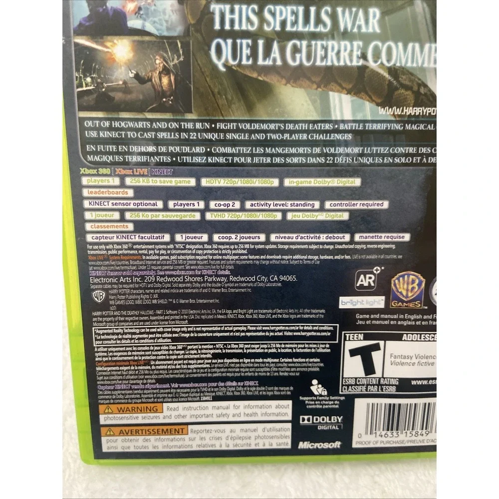 Harry Potter and the Deathly Hallows Part 1 Xbox 360‎ 2010 Game CIB